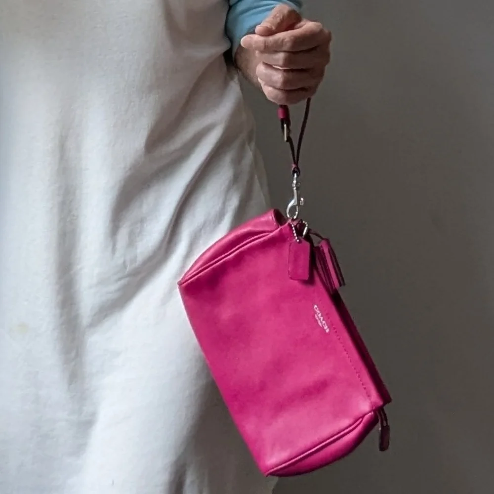 Coach Legacy Smooth Leather Tassel Wristlet Fuchsia Pink